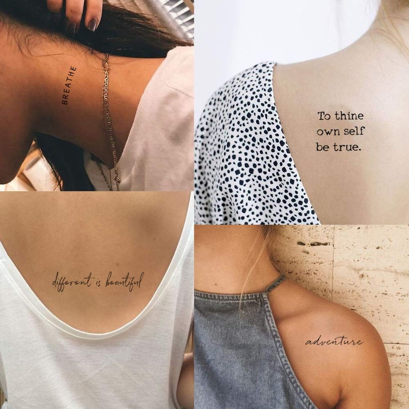 Everjoy Realistic Temporary Tattoos - 20 Individual Line Pcs, Waterproof Inspirational Words for Adult, Women (Words) - Image 2